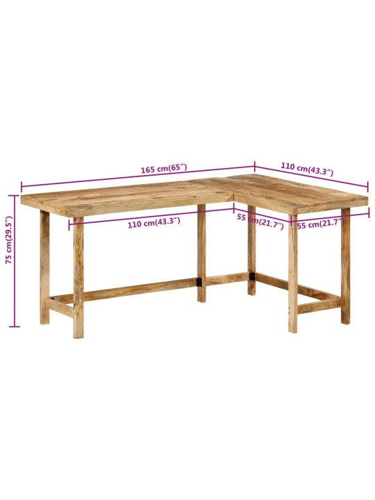 Työpöytä 165x110x75 cm massiivipuu mangoa