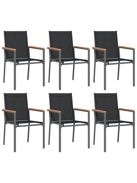 7-osainen ulkoruokailuryhmä musta kangas ja teräs