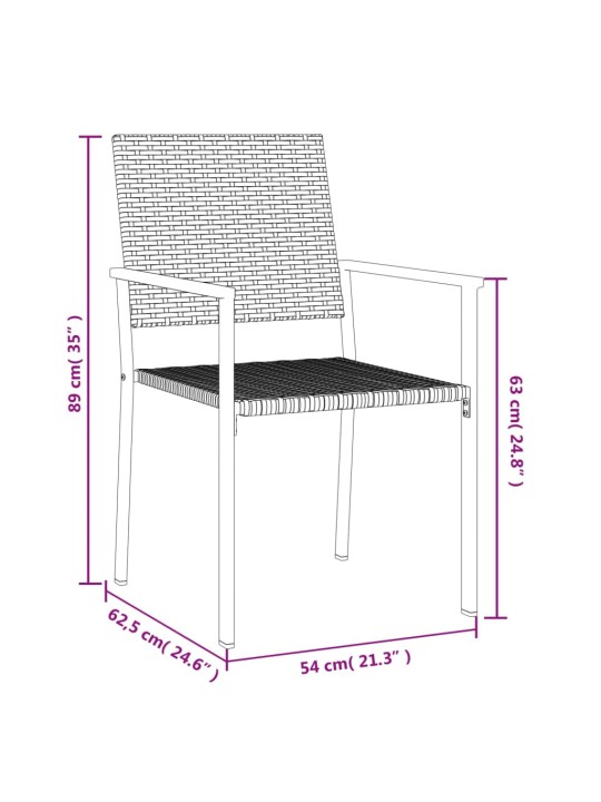 Puutarhatuolit 4 kpl 54x62,5x89 cm musta polyrottinki