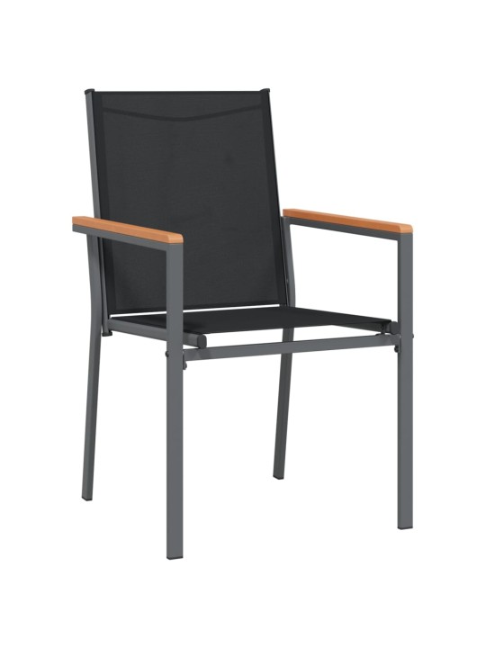 Puutarhatuolit 6 kpl 55x61,5x90 cm musta textilene ja teräs