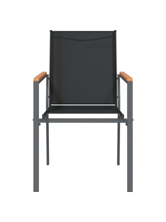 Puutarhatuolit 6 kpl 55x61,5x90 cm musta textilene ja teräs