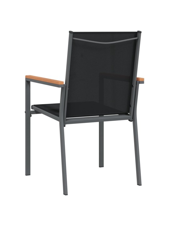 Puutarhatuolit 6 kpl 55x61,5x90 cm musta textilene ja teräs