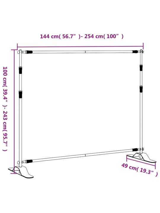 Taustakangasteline 2 kpl musta 254x243 cm teräs