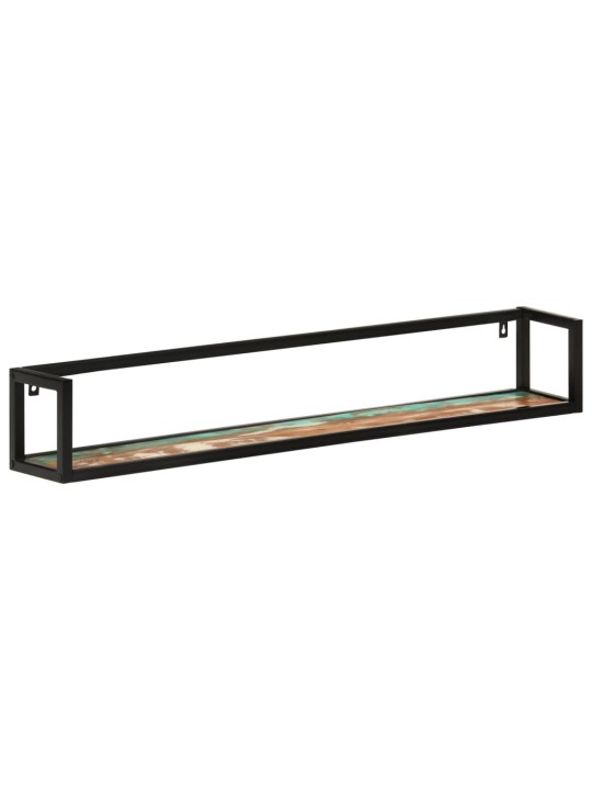 Seinähyllyt 2 kpl 110x17x17 cm kierrätetty täyspuu ja rauta