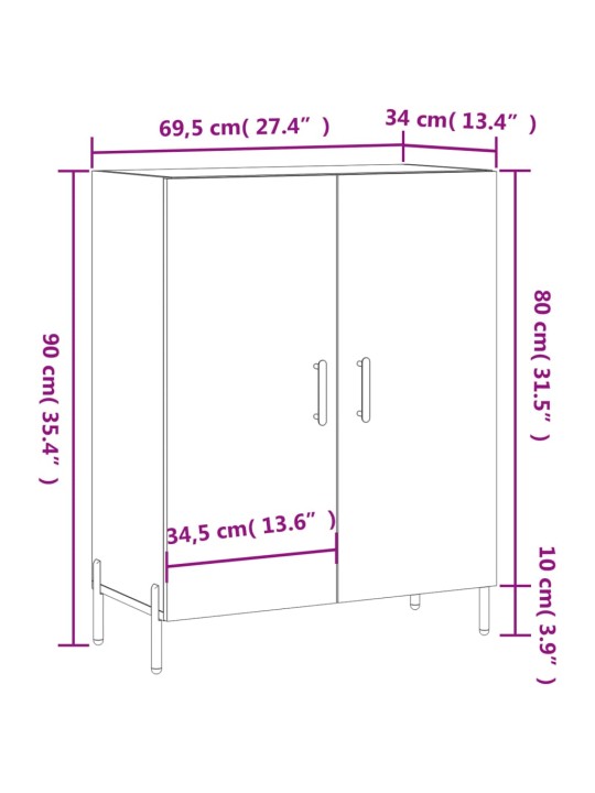 Senkki musta 69,5x34x90 cm tekninen puu