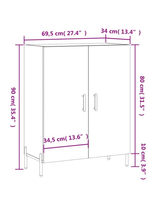 Senkki betoninharmaa 69,5x34x90 cm tekninen puu