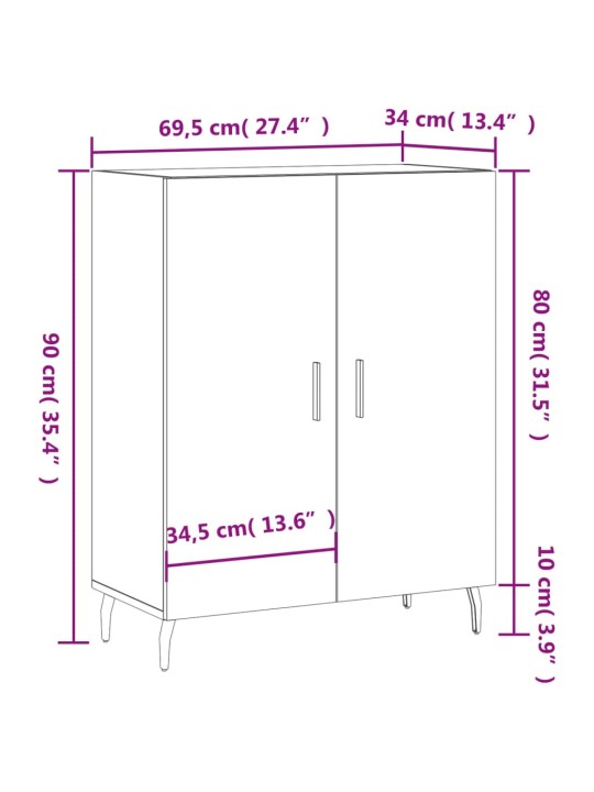 Senkki musta 69,5x34x90 cm tekninen puu