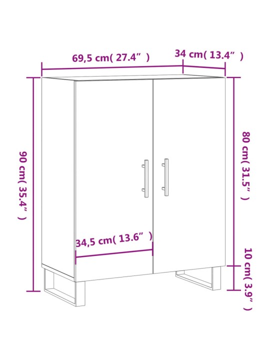 Senkki musta 69,5x34x90 cm tekninen puu