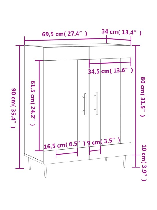 Senkki betoninharmaa 69,5x34x90 cm tekninen puu