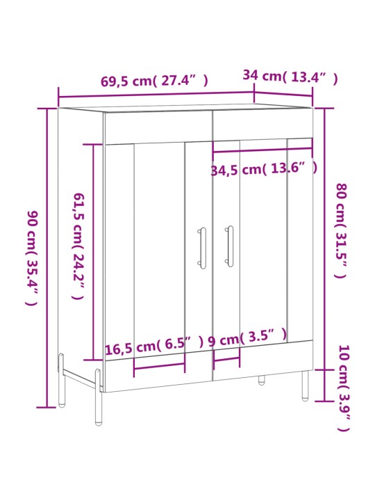 Senkki betoninharmaa 69,5x34x90 cm tekninen puu