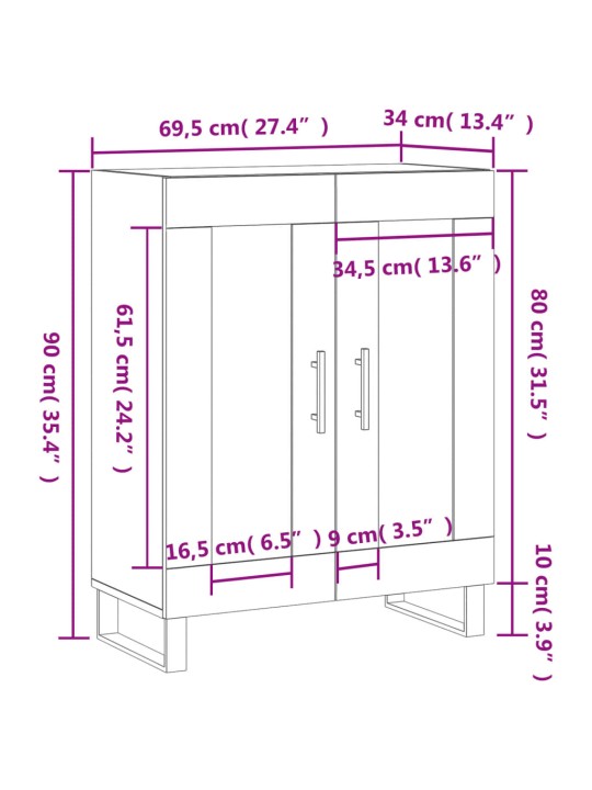 Senkki betoninharmaa 69,5x34x90 cm tekninen puu