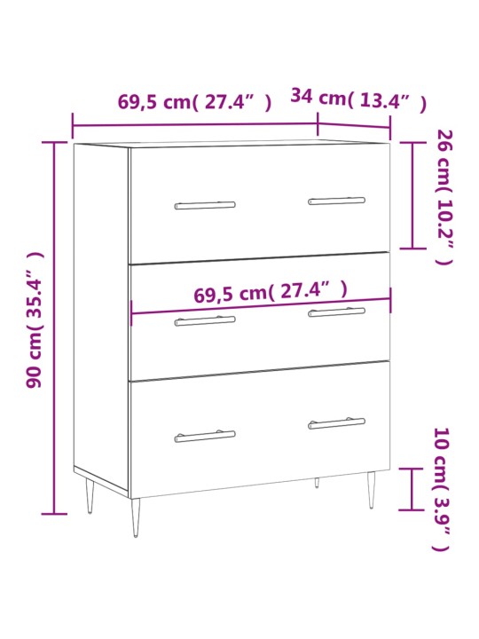 Senkki betoninharmaa 69,5x34x90 cm tekninen puu