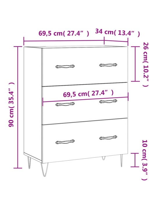 Senkki musta 69,5x34x90 cm tekninen puu