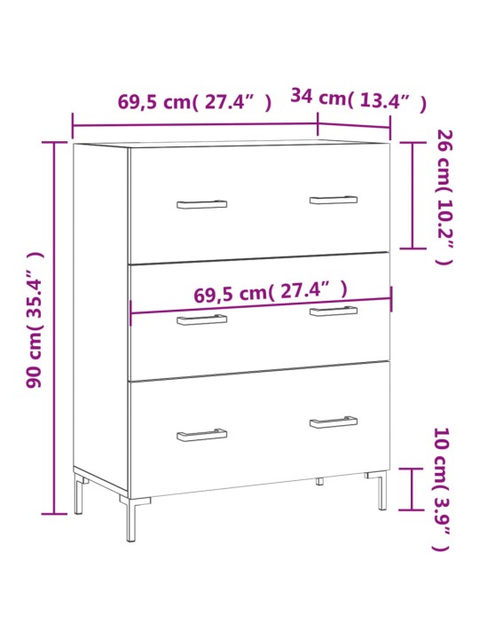 Senkki musta 69,5x34x90 cm tekninen puu