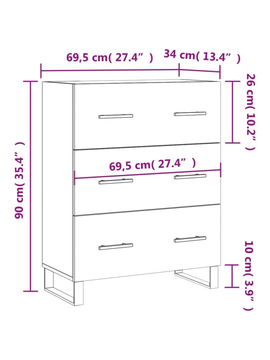 Senkki betoninharmaa 69,5x34x90 cm tekninen puu