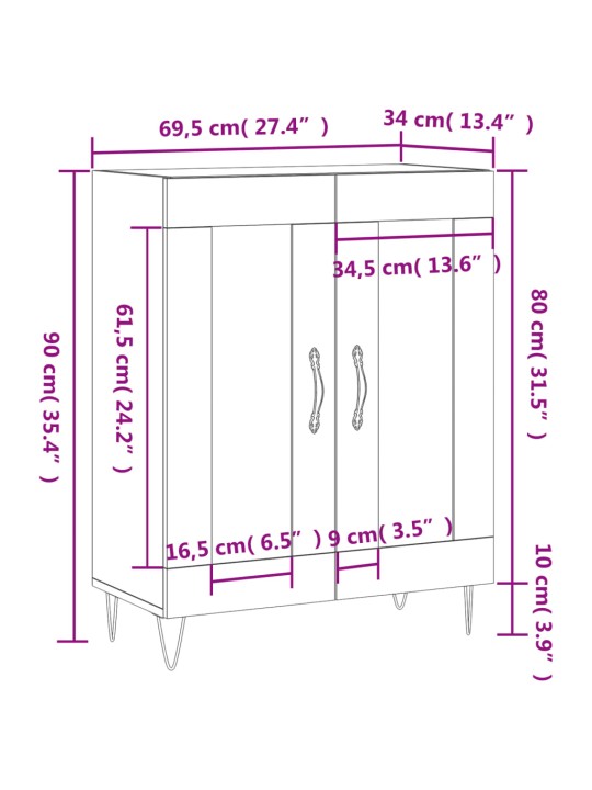 Senkki betoninharmaa 69,5x34x90 cm tekninen puu