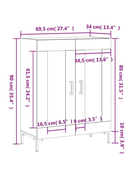 Senkki betoninharmaa 69,5x34x90 cm tekninen puu