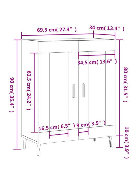 Senkki betoninharmaa 69,5x34x90 cm tekninen puu