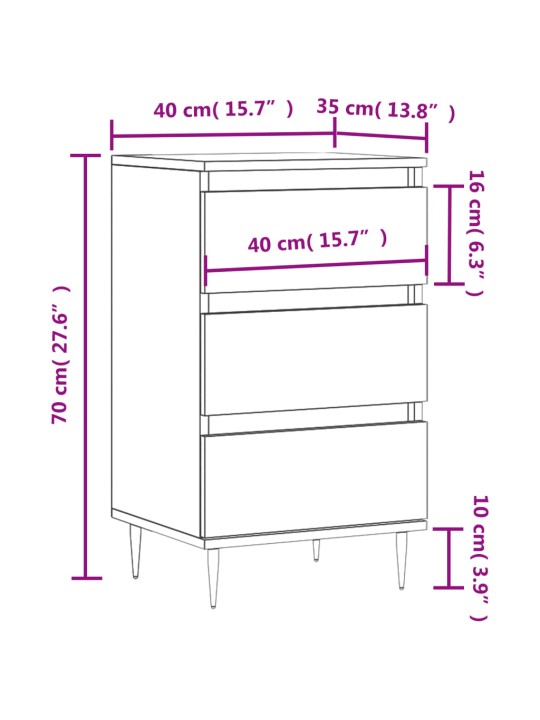 Senkki musta 40x35x70 cm tekninen puu