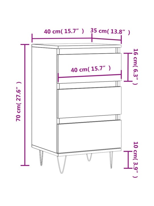 Senkki musta 40x35x70 cm tekninen puu