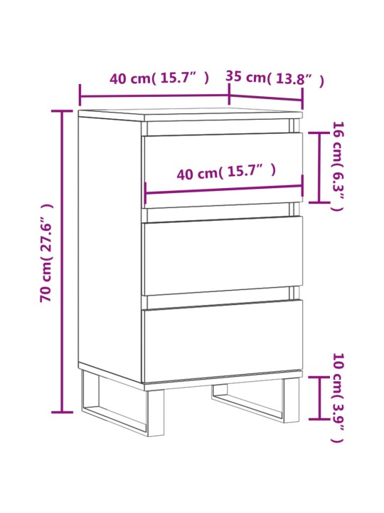 Senkki ruskea tammi 40x35x70 cm tekninen puu