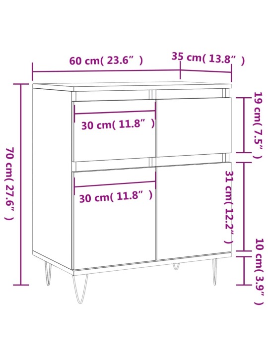 Senkki musta 60x35x70 cm tekninen puu