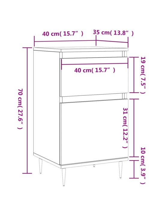 Senkki ruskea tammi 40x35x70 cm tekninen puu