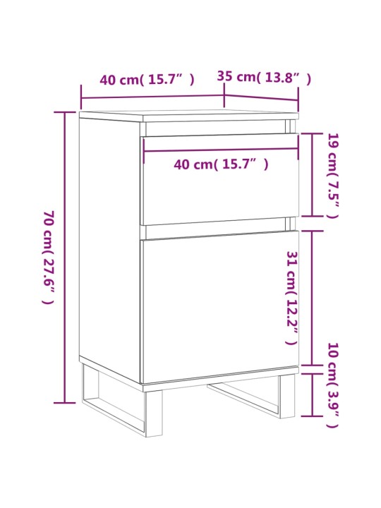 Senkki ruskea tammi 40x35x70 cm tekninen puu