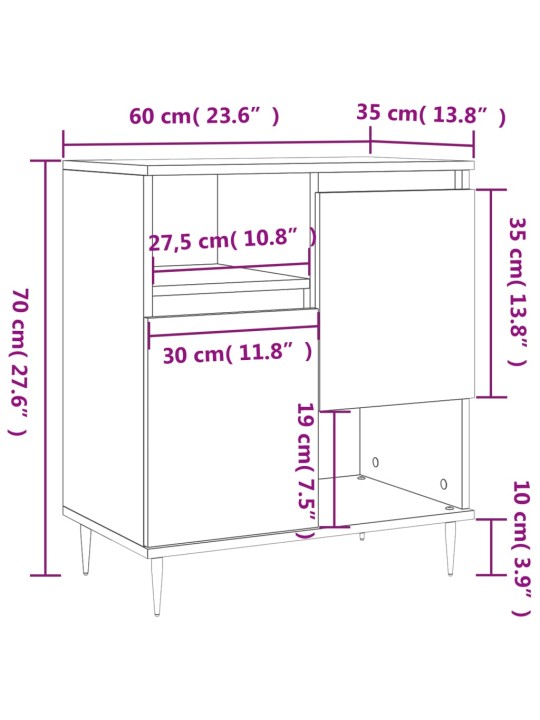 Senkki ruskea tammi 60x35x70 cm tekninen puu