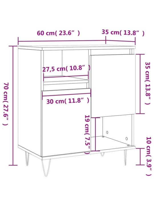 Senkki musta 60x35x70 cm tekninen puu