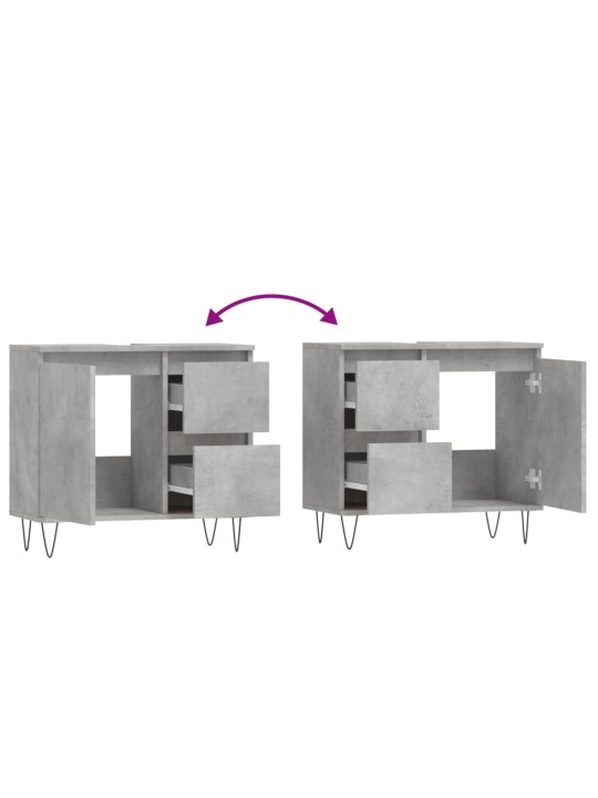Kylpyhuoneen kaappi betoninharmaa 65x33x60 cm tekninen puu