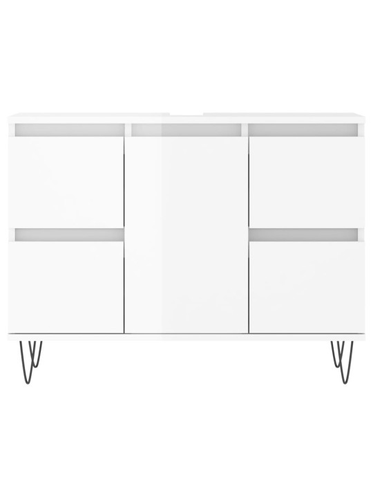 Kylpyhuoneen kaappi korkeakiilto valk. 80x33x60 cm tekninen puu