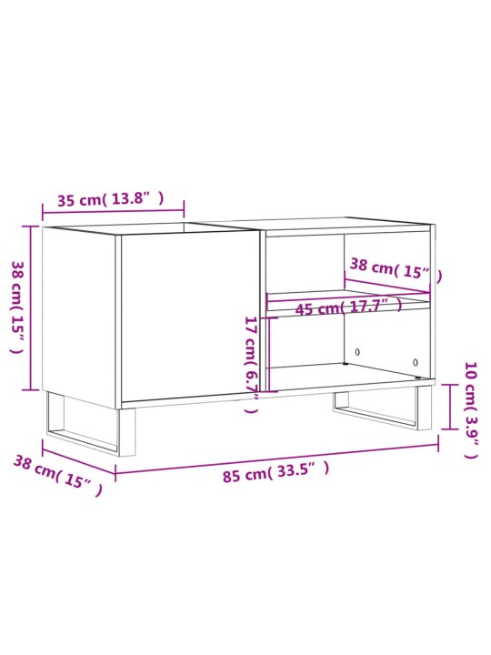 LP-levyjen säilytyskaappi Sonoma-tammi 85x38x48 cm puu