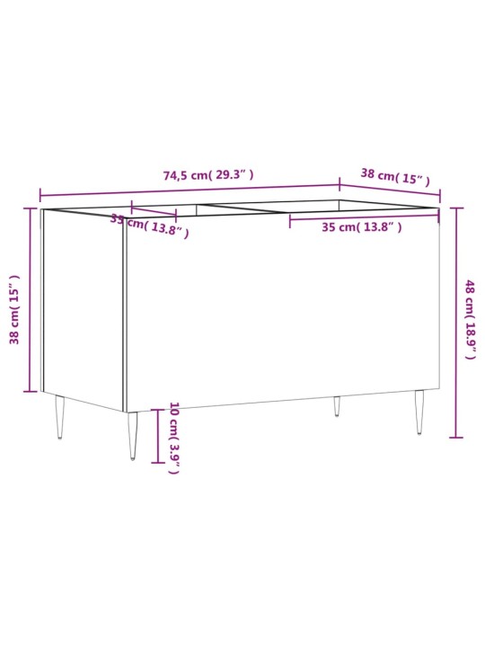 LP-levyjen säilytyskaappi harmaa Sonoma 74,5x38x48 cm puu