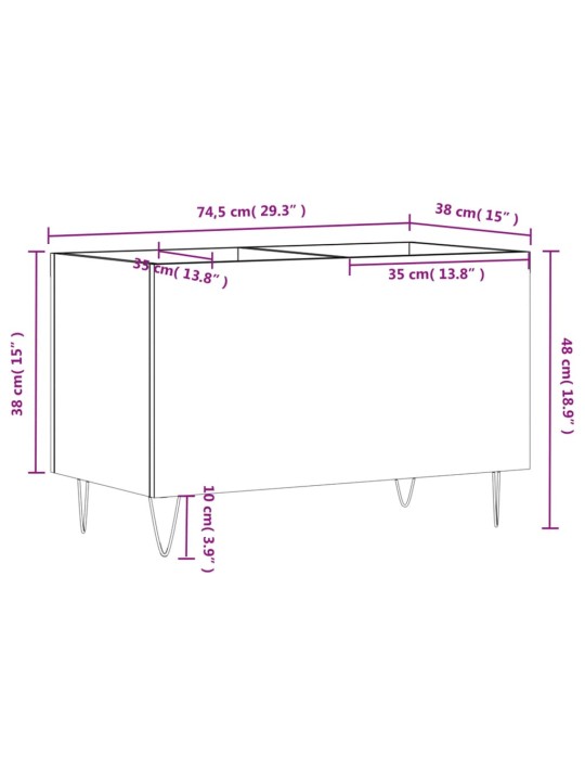 LP-levyjen säilytyskaappi ruskea tammi 74,5x38x48 cm puu