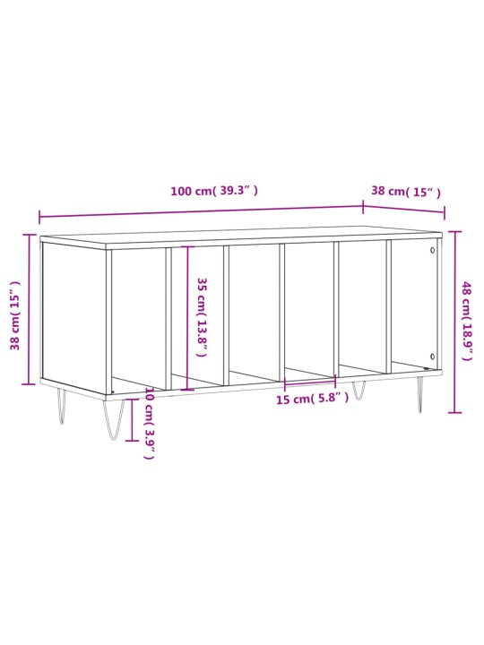 LP-levyjen säilytyskaappi musta 100x38x48 cm tekninen puu