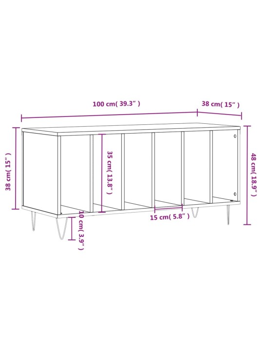 LP-levyjen säilytyskaappi savutammi 100x38x48 cm tekninen puu