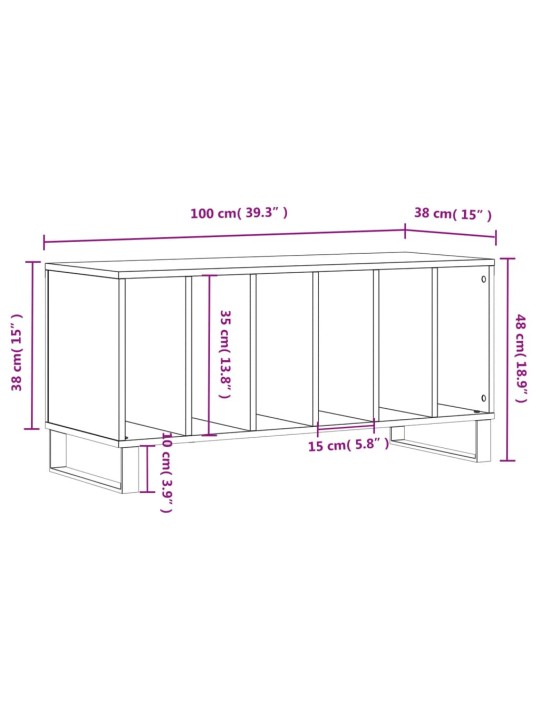 LP-levyjen säilytyskaappi musta 100x38x48 cm tekninen puu