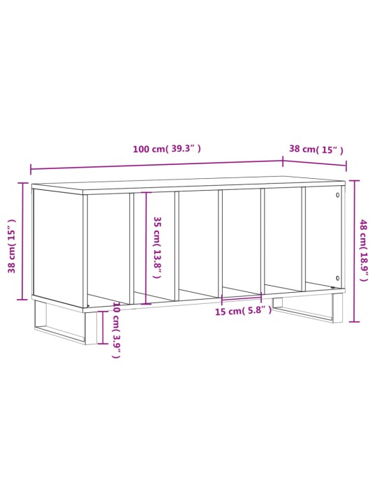 LP-levyjen säilytyskaappi harmaa Sonoma 100x38x48 cm puu