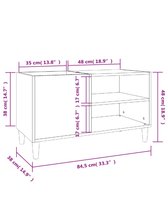 LP-levyjen säilytyskaappi musta 84,5x38x48 cm tekninen puu