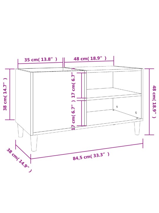 LP-levyjen säilytyskaappi ruskea tammi 84,5x38x48 cm puu