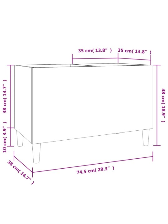 LP-levyjen säilytyskaappi musta 74,5x38x48 cm tekninen puu