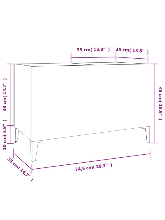 LP-levyjen säilytyskaappi korkeakiilto valk. 74,5x38x48 cm puu