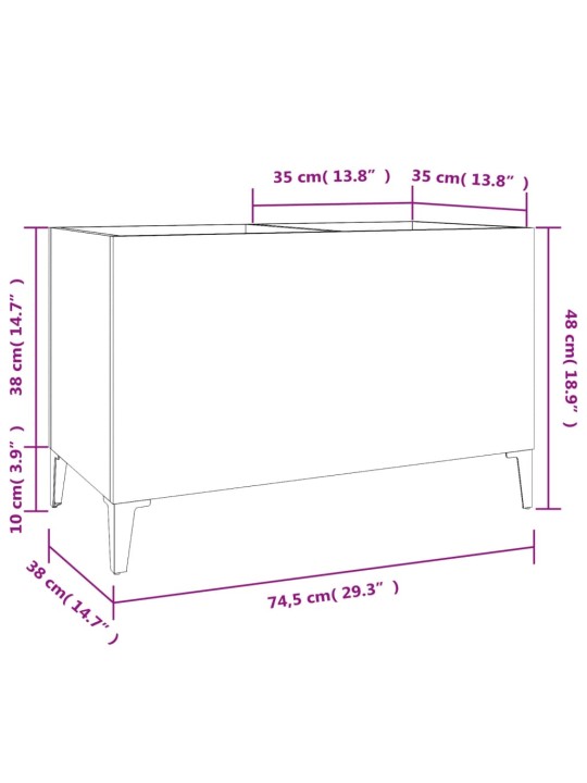 LP-levyjen säilytyskaappi betoninharmaa 74,5x38x48 cm puu