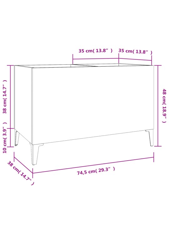 LP-levyjen säilytyskaappi harmaa Sonoma 74,5x38x48 cm puu