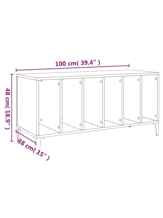 LP-levyjen säilytyskaappi valkoinen 100x38x48 cm tekninen puu