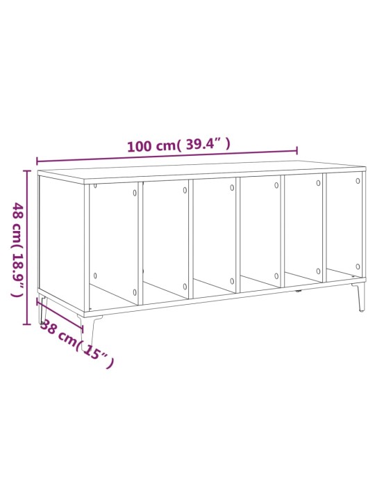 LP-levyjen säilytyskaappi betoninharmaa 100x38x48 cm puu