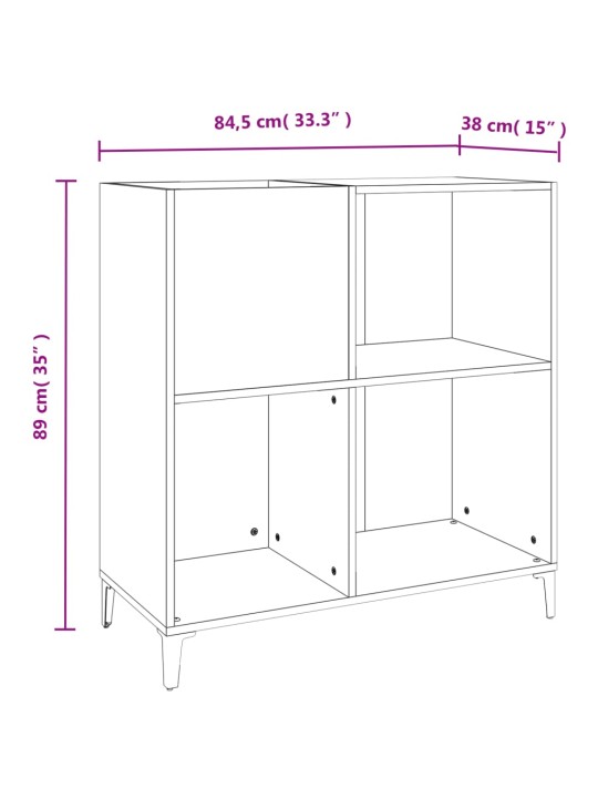 LP-levyjen säilytyskaappi valkoinen 84,5x38x89 cm tekninen puu