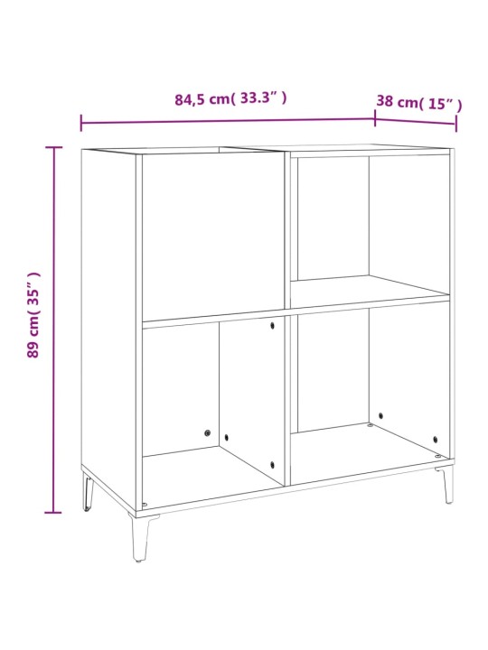 LP-levyjen säilytyskaappi musta 84,5x38x89 cm tekninen puu