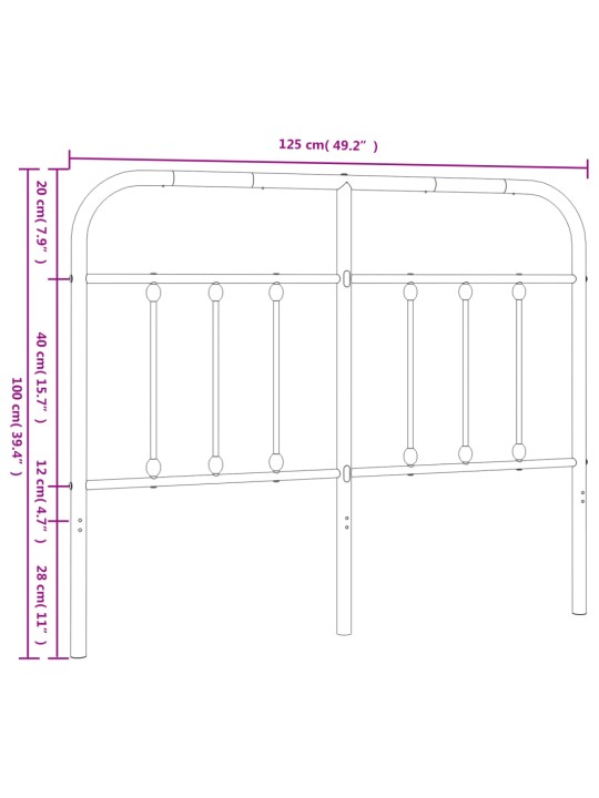 Metallinen sängynpääty musta 120 cm